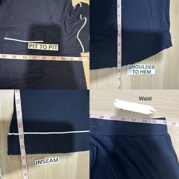 Cozy Earth Women’s Bamboo Stretch Knit Short Sleeve Pajama Pant Set in Navy L - Picture 14 of 14